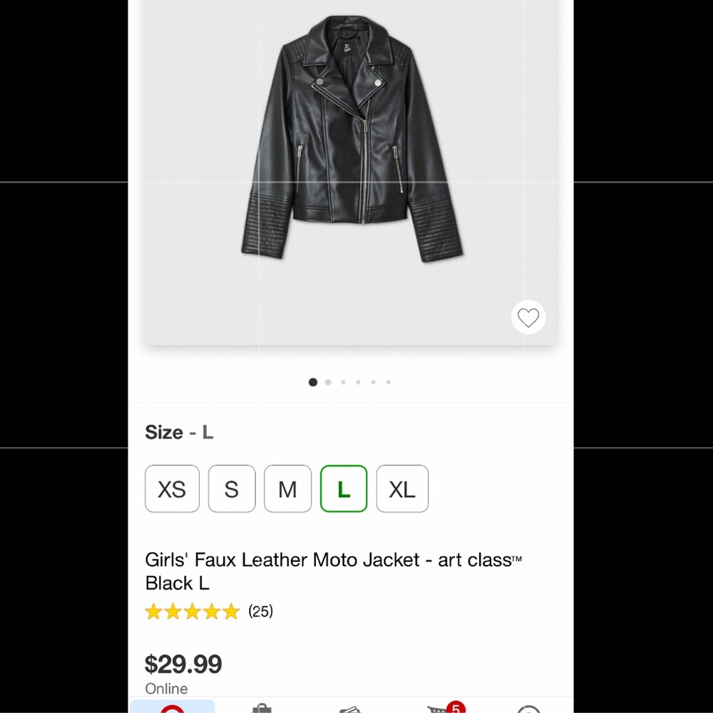 Girls Faux leather moto jacket black